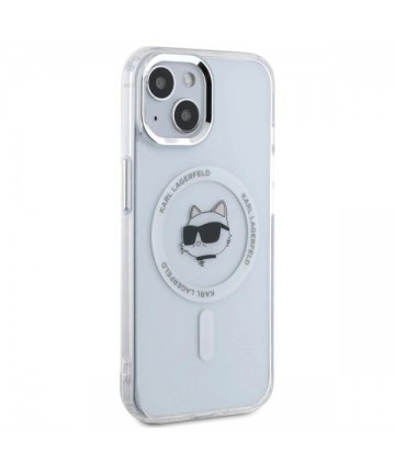 Karl Lagerfeld IML Metal Choupette Head MagSafe iPhone 15 Plus Case - White