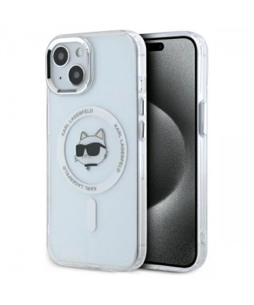Karl Lagerfeld IML Metal Choupette Head MagSafe iPhone 15 Case - White