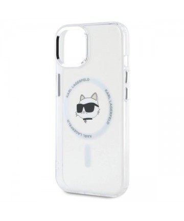 Karl Lagerfeld IML Metal Choupette Head MagSafe iPhone 15 Case - White