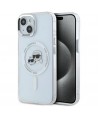 Karl Lagerfeld IML Metal Karl&Choupette Head MagSafe iPhone 15 Case - White