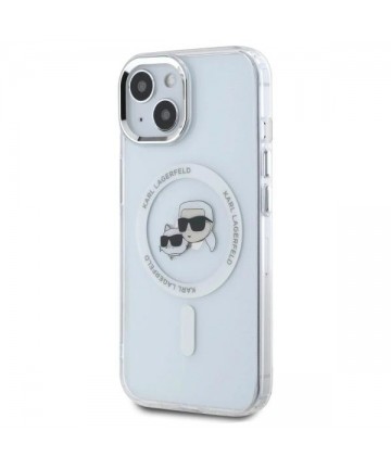 Karl Lagerfeld IML Metal Karl&Choupette Head MagSafe iPhone 15 Case - White