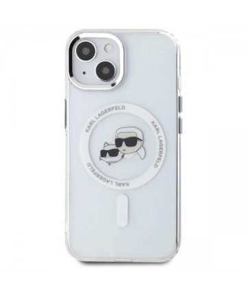 Karl Lagerfeld IML Metal Karl&Choupette Head MagSafe iPhone 15 Case - White