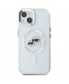 Karl Lagerfeld IML Metal Karl&Choupette Head MagSafe iPhone 15 Case - White