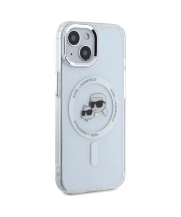 Karl Lagerfeld IML Metal Karl&Choupette Head MagSafe iPhone 15 Case - White
