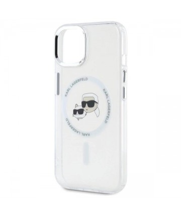 Karl Lagerfeld IML Metal Karl&Choupette Head MagSafe iPhone 15 Case - White