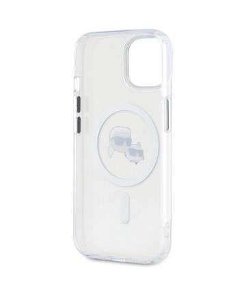 Karl Lagerfeld IML Metal Karl&Choupette Head MagSafe iPhone 15 Case - White