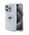 Karl Lagerfeld IML Metal Choupette Head MagSafe Case for iPhone 15 Pro Max - White