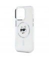 Karl Lagerfeld IML Metal Choupette Head MagSafe Case for iPhone 15 Pro Max - White