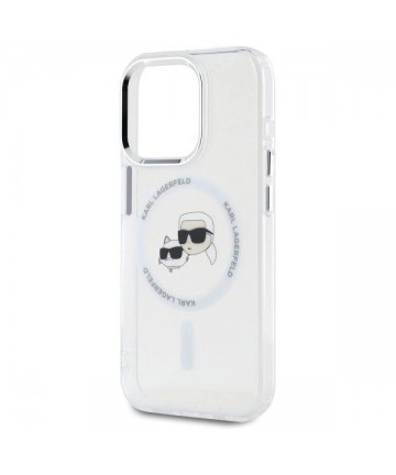 Karl Lagerfeld IML Metal Karl&Choupette Head MagSafe Case for iPhone 15 Pro Max - White