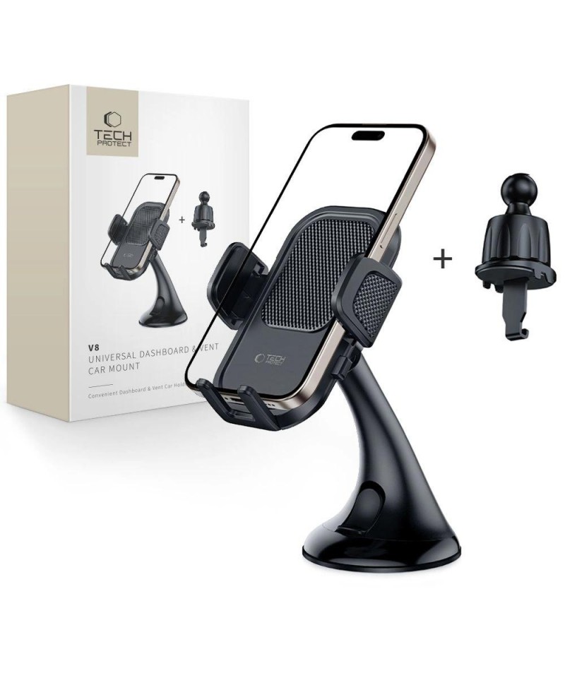 Tech-Protect V8 Car Holder for Dashboard and Air Vent - Black