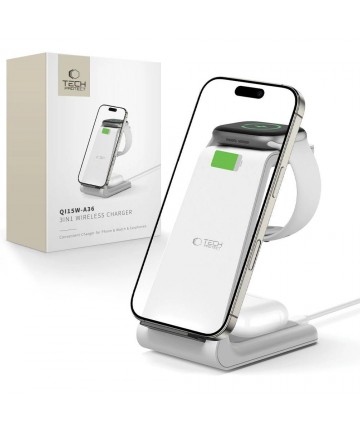 Tech-Protect QI15W-A36 3in1 Charging Station for Apple - White