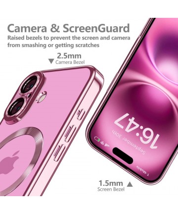Tech-Protect MagFlex MagSafena iPhone 16 Case - Clear / Pink