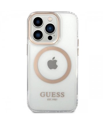 Guess Metal Outline MagSafe case for iPhone 15 Pro - gold