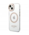 Guess Metal Outline MagSafe Case for iPhone 15 Plus / 14 Plus - Gold