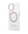 Guess Metal Outline MagSafe Case for iPhone 15 Plus / 14 Plus - Gold