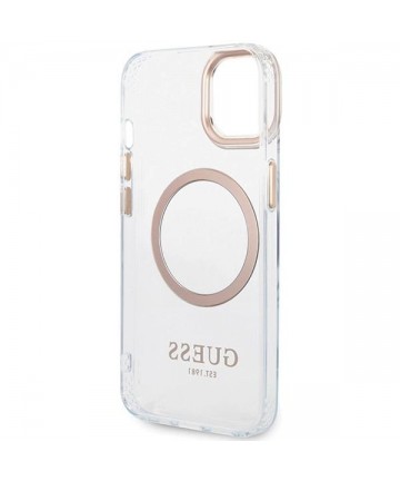 Guess Metal Outline MagSafe Case for iPhone 15 Plus / 14 Plus - Gold