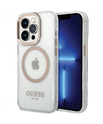 Guess Metal Outline Magsafe case for iPhone 15 / 14 / 13 - gold