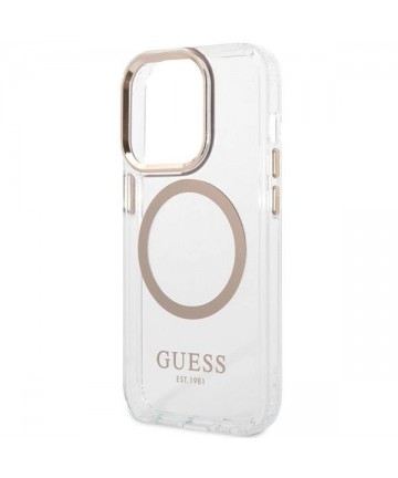 Guess Metal Outline Magsafe case for iPhone 15 / 14 / 13 - gold