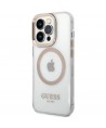 Guess Metal Outline Magsafe iPhone 15 Pro Max Case - Gold