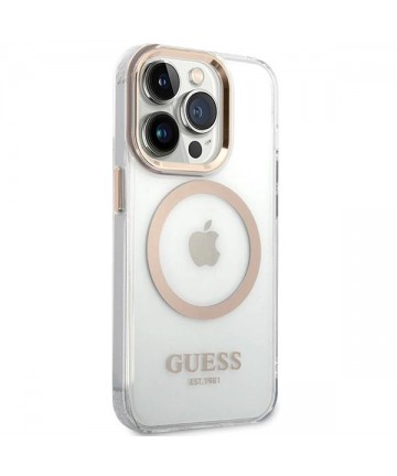 Guess Metal Outline Magsafe iPhone 15 Pro Max Case - Gold