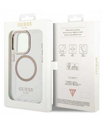 Guess Metal Outline Magsafe iPhone 15 Pro Max Case - Gold