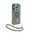 Guess IML Flowers Allover Electro With Pearl Strap MagSafe case for iPhone 16 Pro Max - green