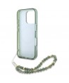 Guess IML Flowers Allover Electro With Pearl Strap MagSafe case for iPhone 16 Pro Max - green