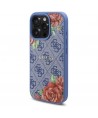 Guess 4G Flowers Print MagSafe case for iPhone 16 Pro Max - blue