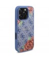 Guess 4G Flowers Print MagSafe case for iPhone 16 Pro Max - blue