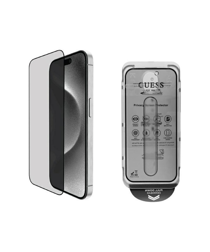 Guess Screen Protector Privacy 2.5D Outline tempered glass for iPhone 16 Pro
