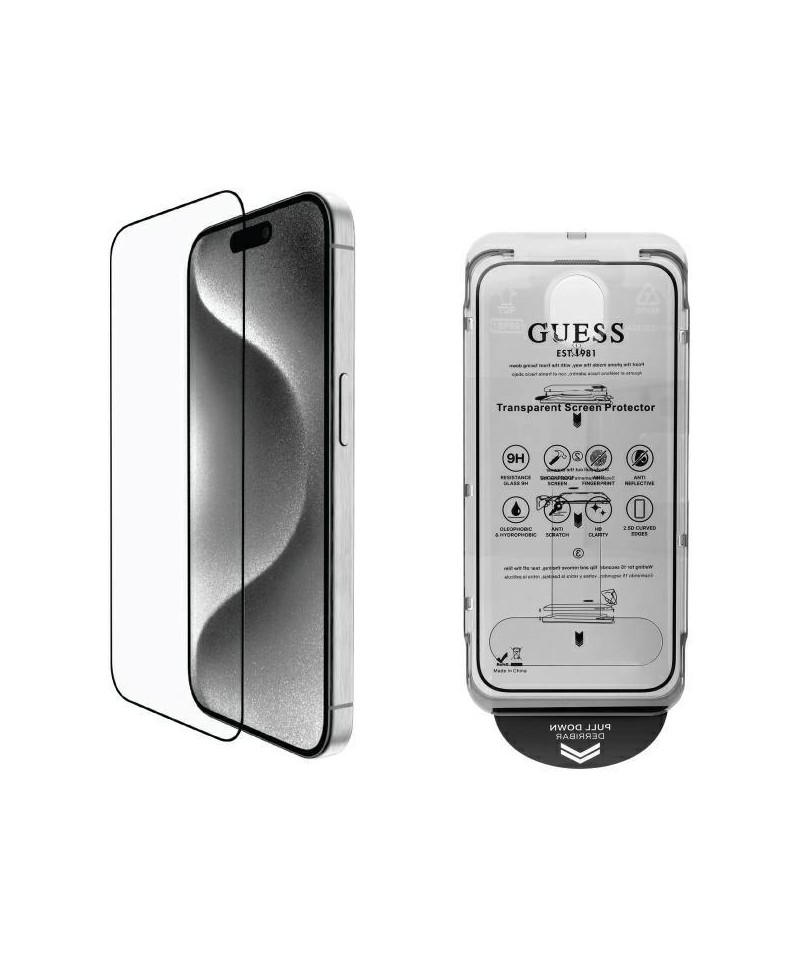Guess Screen Protector 2.5D Outline Tempered Glass for iPhone 16