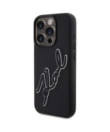 Karl Lagerfeld 3D Rubber Signature Case for iPhone 15 Pro - Black