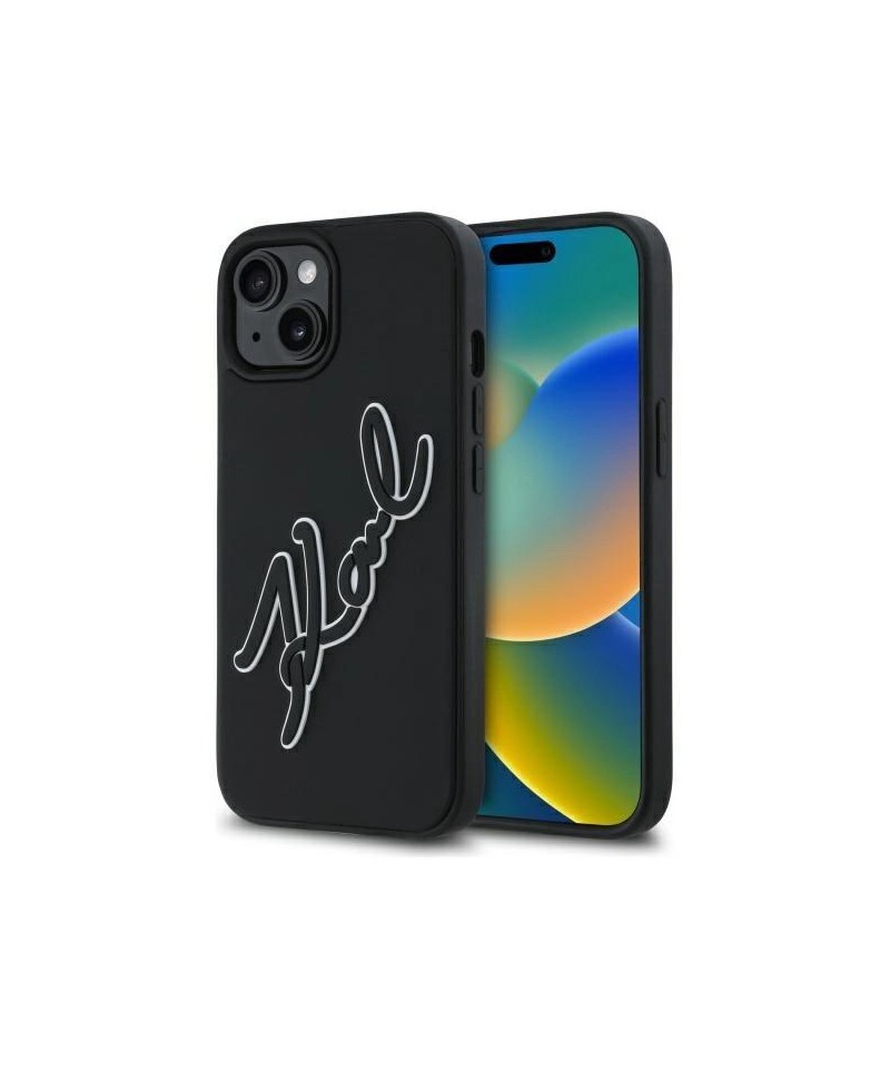 Karl Lagerfeld 3D Rubber Signature iPhone 15 Case - Black