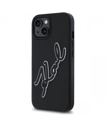 Karl Lagerfeld 3D Rubber Signature iPhone 15 Case - Black