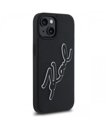 Karl Lagerfeld 3D Rubber Signature iPhone 15 Case - Black