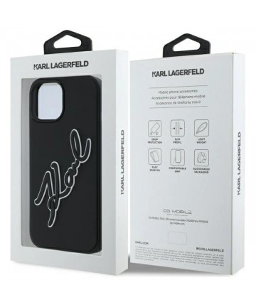 Karl Lagerfeld 3D Rubber Signature iPhone 15 Case - Black