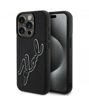 Karl Lagerfeld 3D Rubber Signature Case for iPhone 15 Pro Max - Black