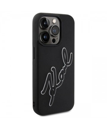 Karl Lagerfeld 3D Rubber Signature Case for iPhone 15 Pro Max - Black