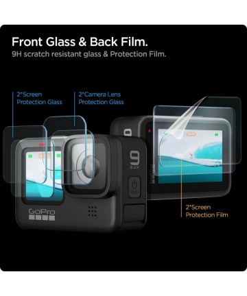 Spigen Glass.tR Slim Tempered Glass + Film 2-Set for GoPro Hero 9 / 10 / 11 / 12 - Transparent