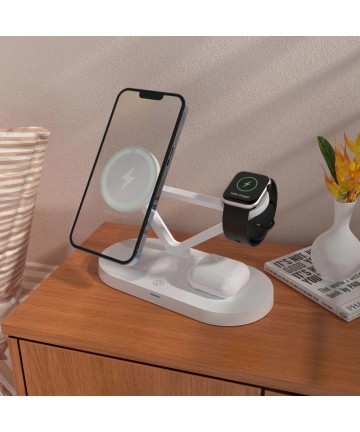 Tech-Protect QI15W-A41 3in1 Wireless Charger with MagSafe for Apple Devices - White