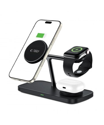 Tech-Protect QI15W-A45 3in1 Wireless Charger with MagSafe for Apple Devices - Black