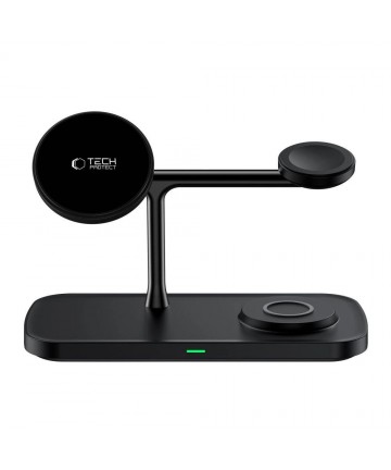 Tech-Protect QI15W-A45 3in1 Wireless Charger with MagSafe for Apple Devices - Black