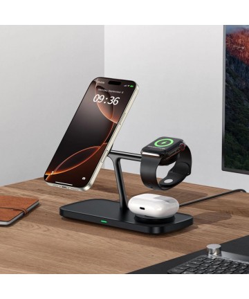 Tech-Protect QI15W-A45 3in1 Wireless Charger with MagSafe for Apple Devices - Black