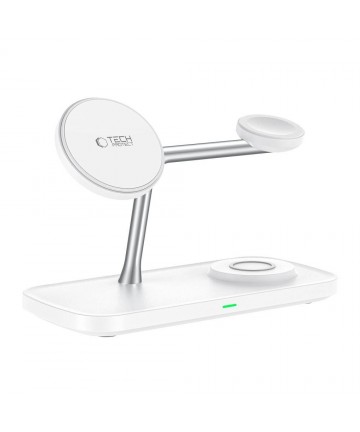 Tech-Protect QI15W-A45 3in1 Wireless Charger with MagSafe for Apple Devices - White