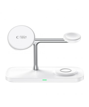 Tech-Protect QI15W-A45 3in1 Wireless Charger with MagSafe for Apple Devices - White
