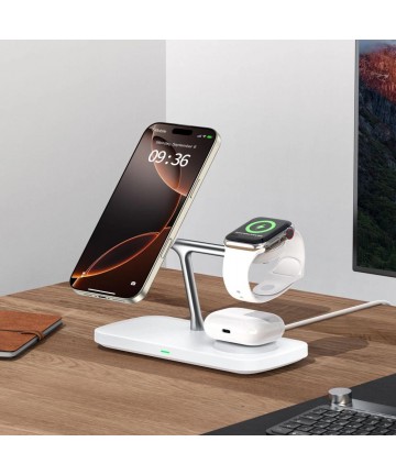 Tech-Protect QI15W-A45 3in1 Wireless Charger with MagSafe for Apple Devices - White