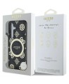 Guess 4G Background Gold Electroplated Peony Pattern MagSafe case for Samsung Galaxy S25 black