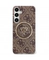 Guess 4G Glitter Triangle Buttons MagSafe Case for Samsung Galaxy S25 Brown