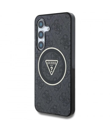 Guess 4G Glitter Triangle Buttons MagSafe case for Samsung Galaxy S25 black