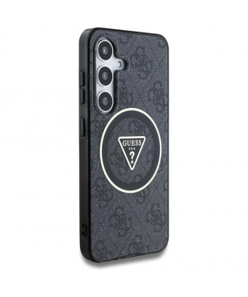 Guess 4G Glitter Triangle Buttons MagSafe case for Samsung Galaxy S25 black